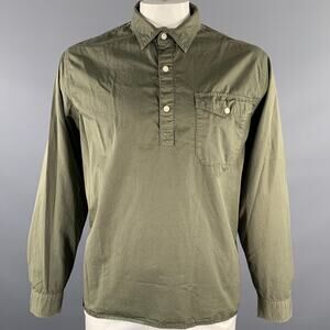 ALEX MILL Size XL Green Olive Cotton Pop-Over Long Sleeve Shirt